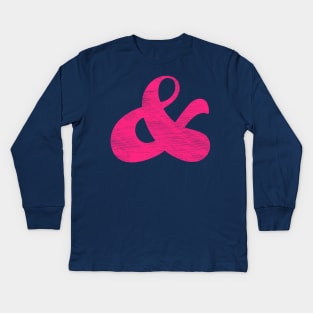 Distressed Pink Arabesque Ampersand Kids Long Sleeve T-Shirt